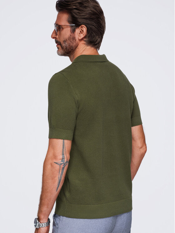 Ombre Ombre Polo OM-POSS-0178 Zielony Regular Fit