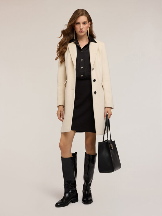 Motivi Motivi Cappotto 0098Q000619N002 Bianco Regular Fit