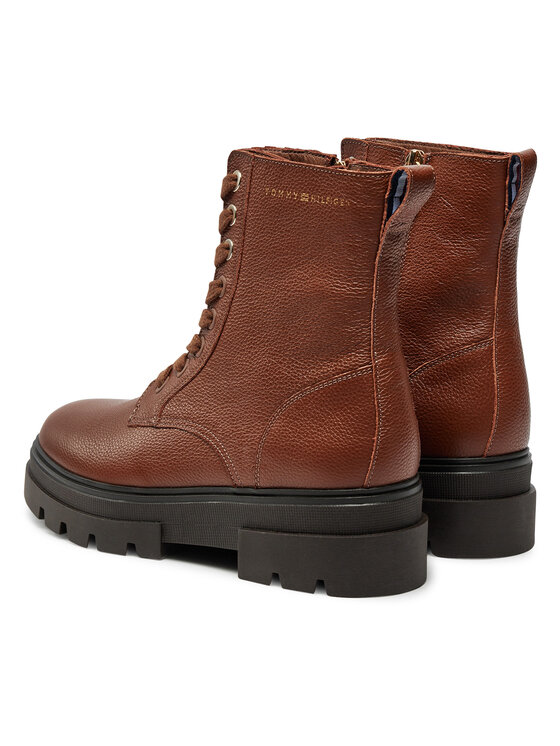 Tommy Hilfiger Tommy Hilfiger Čizme Bicolor Leather Lace-Up FW0FW08160 Smeđa