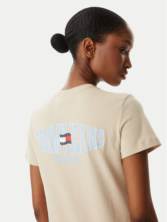Tommy Jeans Tommy Jeans Póló Wavy Flag DW0DW22274 Világos bézs Regular Fit