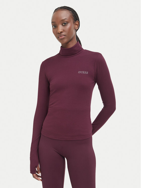 Guess Bluză V6BP11 K6907 Vișiniu Slim Fit