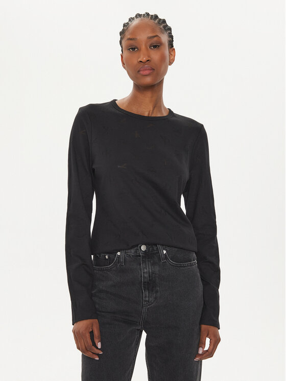 Calvin Klein Jeans Calvin Klein Jeans Blūze Burn Out J20J223628 Melns Regular Fit