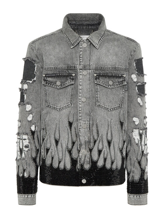 PHILIPP PLEIN PHILIPP PLEIN Kurtka jeansowa 21193 Szary Regular Fit
