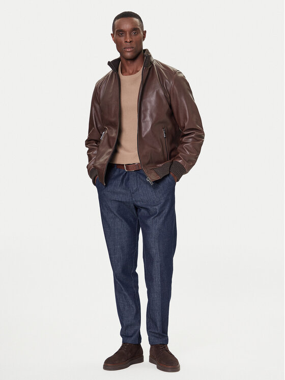 Milestone Milestone Giacca di pelle MSNaldo 53101821280 Marrone Regular Fit
