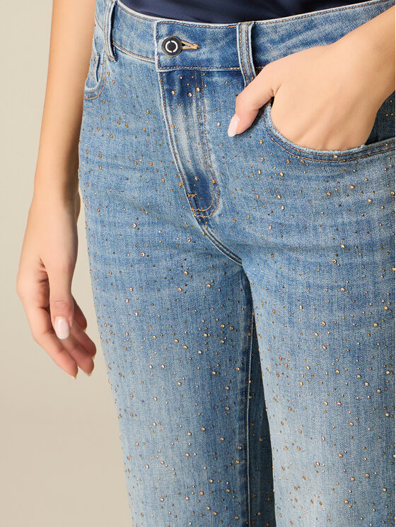 Oltre Oltre Jeansy P459R008883N004 Turkusowy Regular Fit