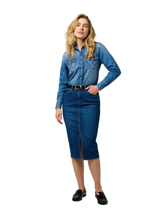 Wrangler Wrangler Spódnica 112371161 Niebieski Regular Fit