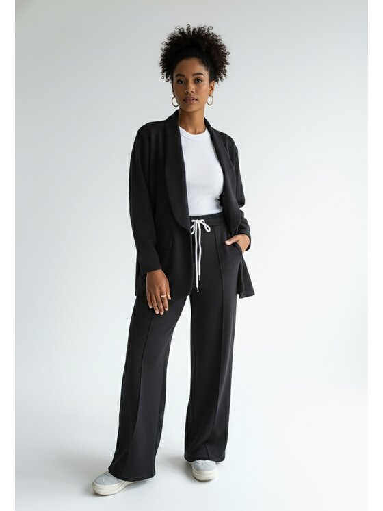 FIGL FIGL Komplet marynarka i spodnie materiałowe M1254 Czarny Regular Fit