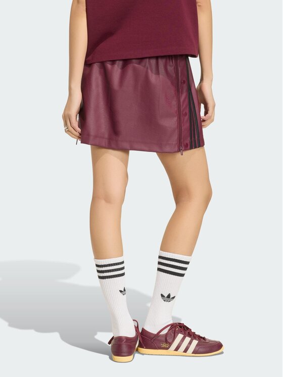 adidas adidas Spódnica z imitacji skóry PLEATHER ADIBREAK Bordowy Regular Fit