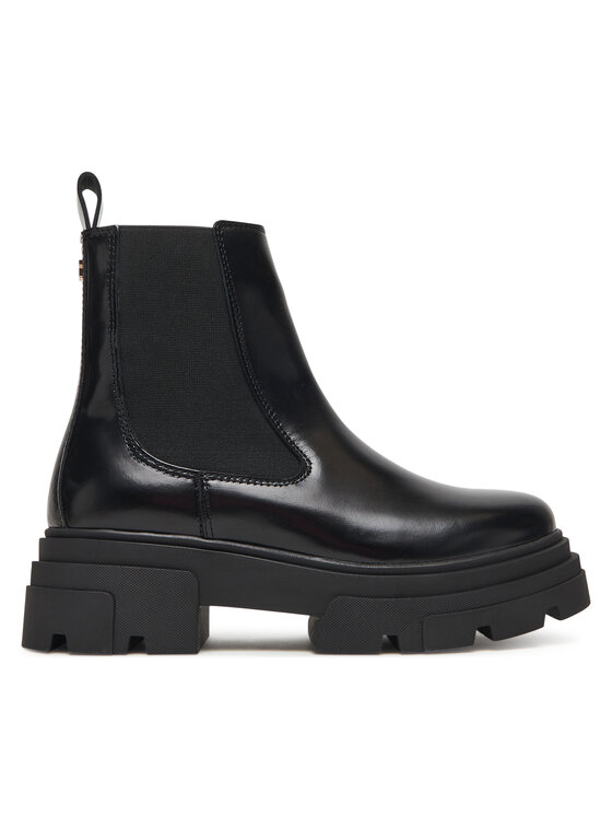 Tommy Hilfiger Tommy Hilfiger Kotníková obuv s elastickým prvkem Shiny FW0FW09042 Černá