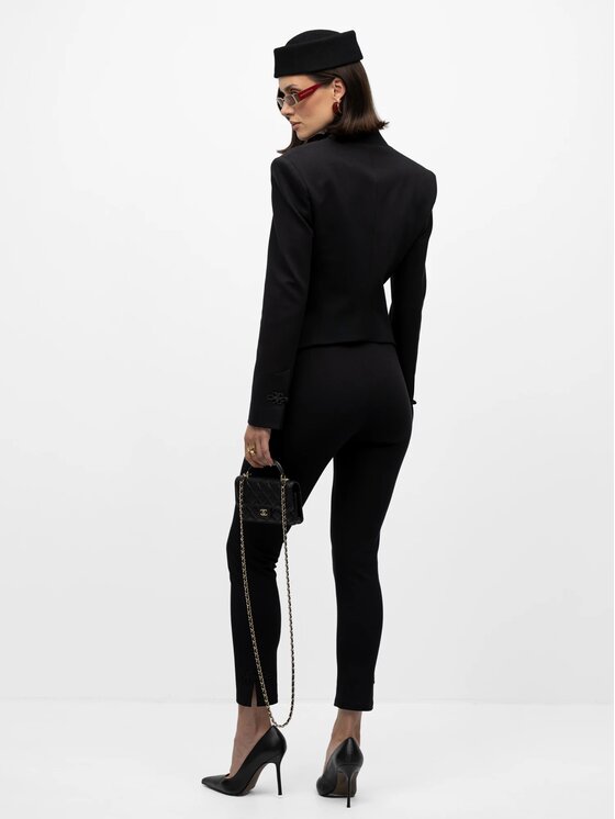 MANDRAGORA MANDRAGORA Spodnie materiałowe Mona Czarny Slim Fit