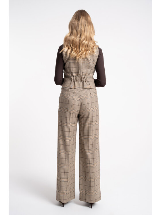 CLICK CLICK Spodnie materiałowe 30-363 Beżowy Wide Fit