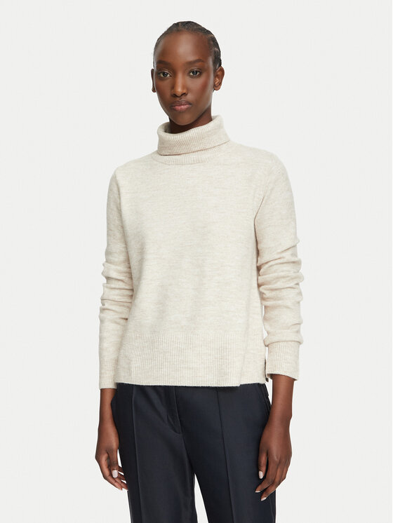 Simple Simple Rollkragenpullover 62SWD102 Beige Regular Fit