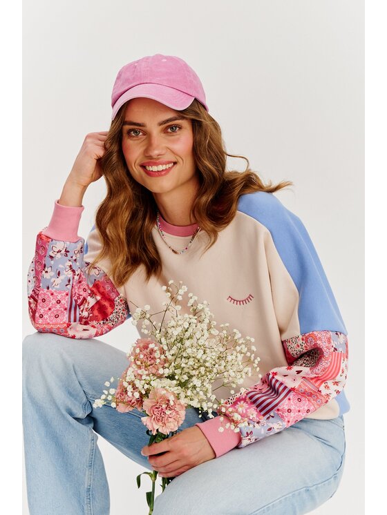 NAOKO NAOKO Mikina Boho Therapy Béžová Regular Fit