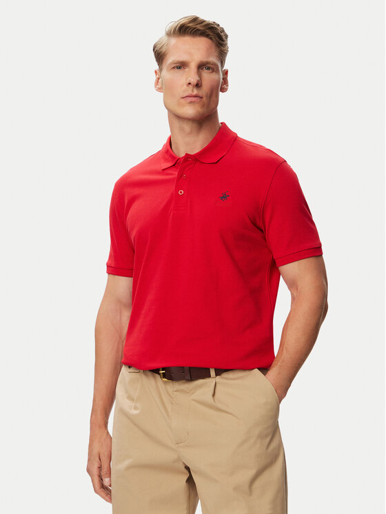 Beverly Hills Polo Club Beverly Hills Polo Club Poloshirt P-SS26M-P42560_Navy LogoWRED Rot Regular Fit