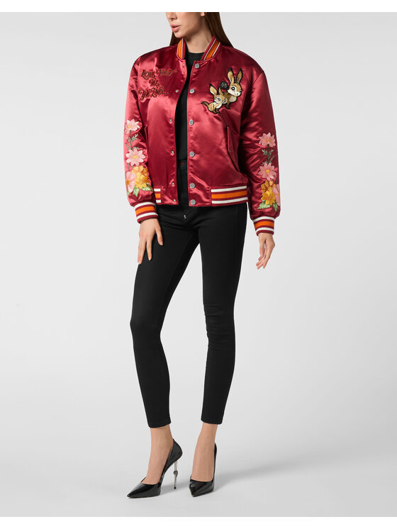 PHILIPP PLEIN PHILIPP PLEIN Kurtka bomber 26395 Bordowy Regular Fit