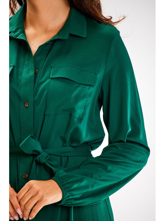 Awama Awama Letní šaty A601 Zelená Basic Fit