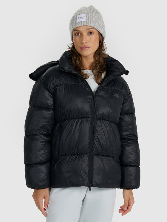 4F 4F Kurtka puchowa URBAN COMMUTER Czarny Oversize