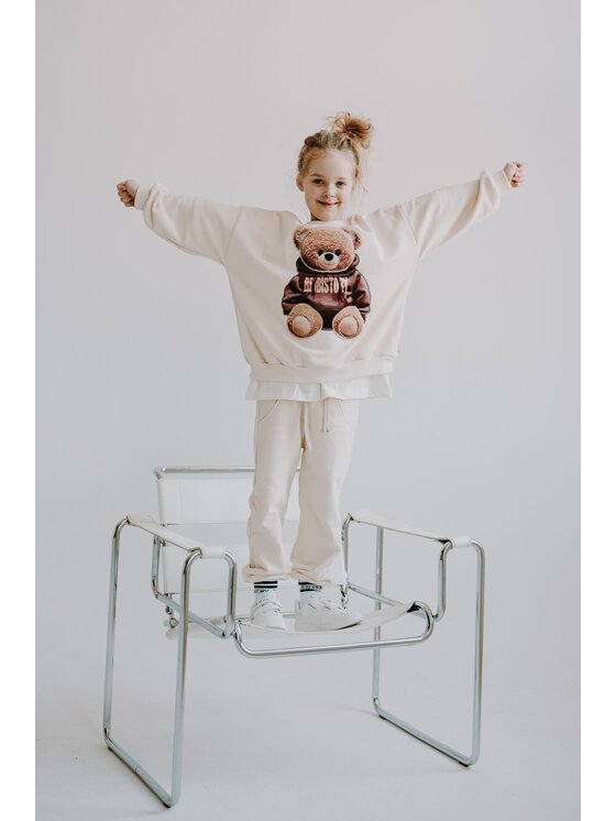 Bluza, rozmiar 104, Écru, Bluza oversize Biscuit Teddy bez kaptura