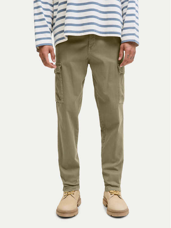 Jack & Jones Jack & Jones Bavlnené nohavice Stace Arthur 12282388 Kaki Regular Fit