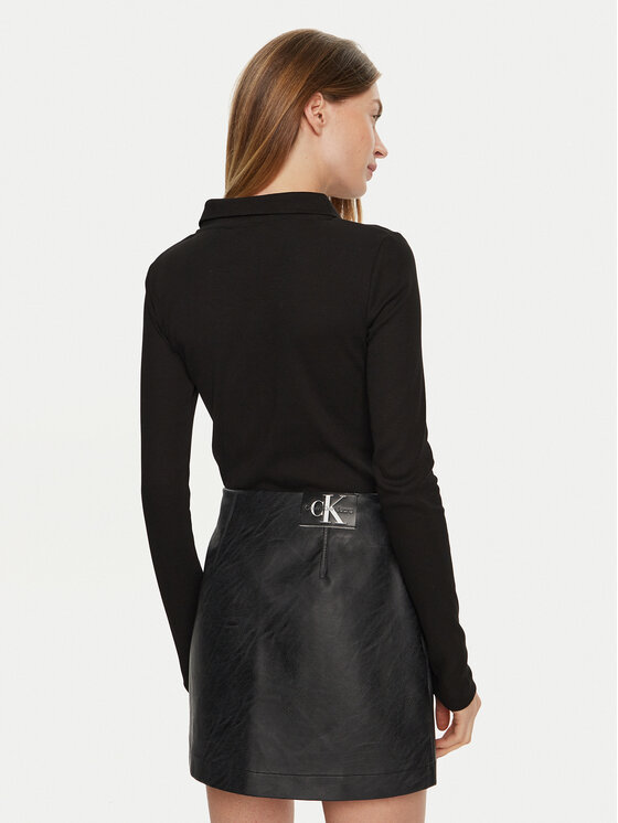 Calvin Klein Jeans Calvin Klein Jeans Тениска с яка и копчета J20J224457 Черен Slim Fit