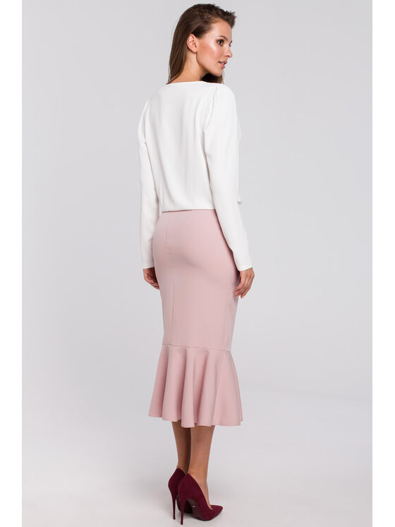 Makover Makover Midi sukňa K025 Ružová Regular Fit