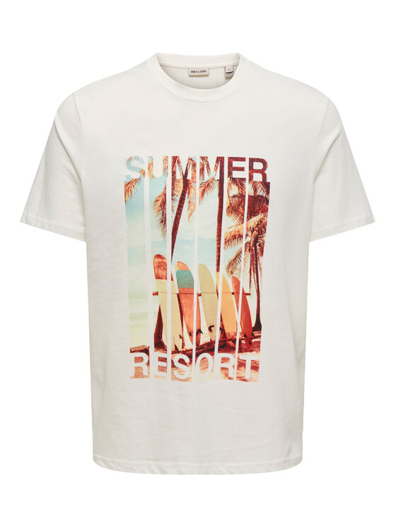 Only & Sons Only & Sons T-Shirt Magdy 22029454 Biały Regular Fit