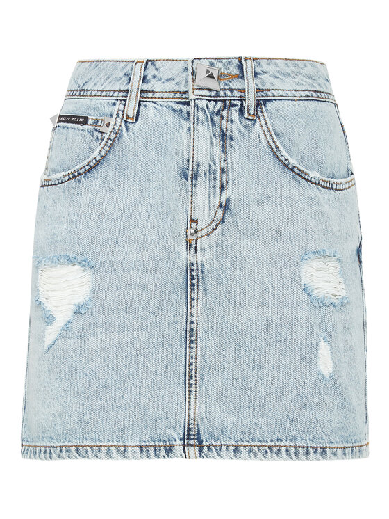 PHILIPP PLEIN PHILIPP PLEIN Spódnica jeansowa 14113 Niebieski jasny Slim Fit