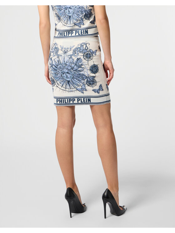 PHILIPP PLEIN PHILIPP PLEIN Spódnica mini 28996 Niebieski jasny Fitted Fit