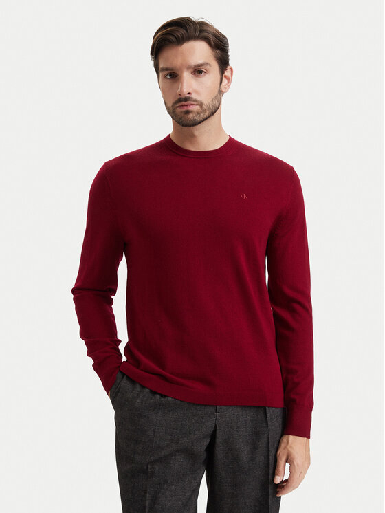 Calvin Klein Calvin Klein Svetr LV04LB305G Tmavě červená Regular Fit
