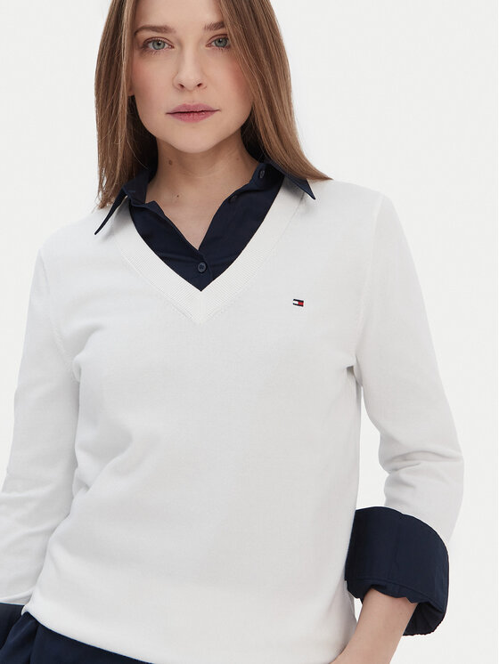 Tommy Hilfiger Tommy Hilfiger Džemper WW0WW42049 Bijela Regular Fit