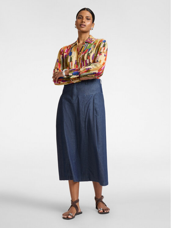 Elena Mirò Elena Mirò Spódnica midi 1409P000084N034 Niebieski A-Line Fit
