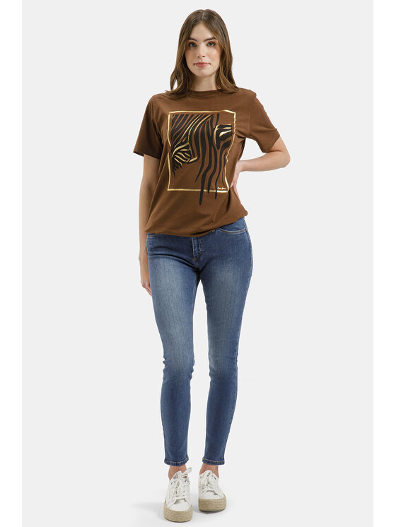 Cross Jeans Cross Jeans T-Shirt 56263-025 Brązowy