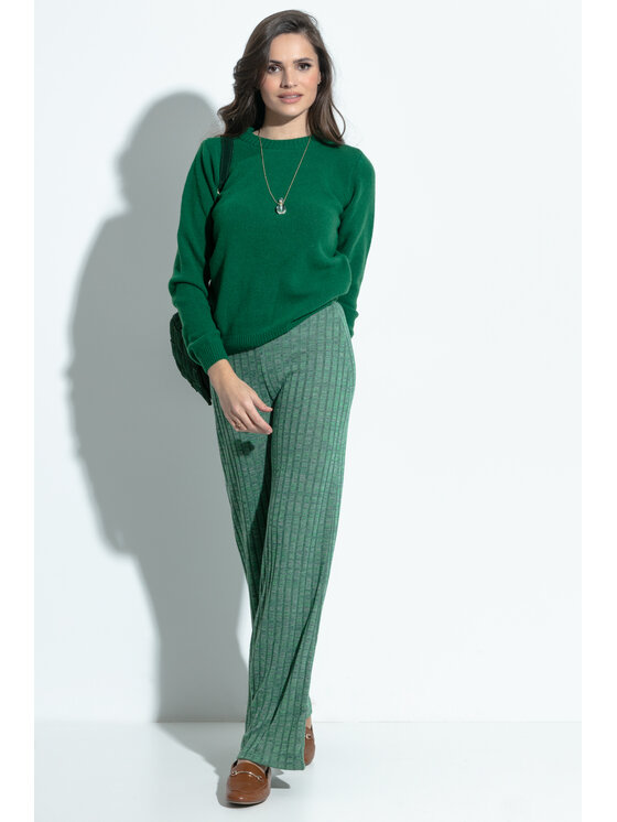 Fobya Fobya Sweter F1275 Zielony Basic Fit