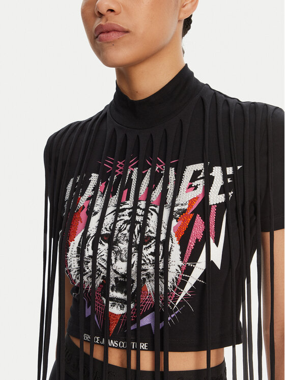 Versace Jeans Couture Versace Jeans Couture T-shirt 78HAHE01 Crna Slim Fit