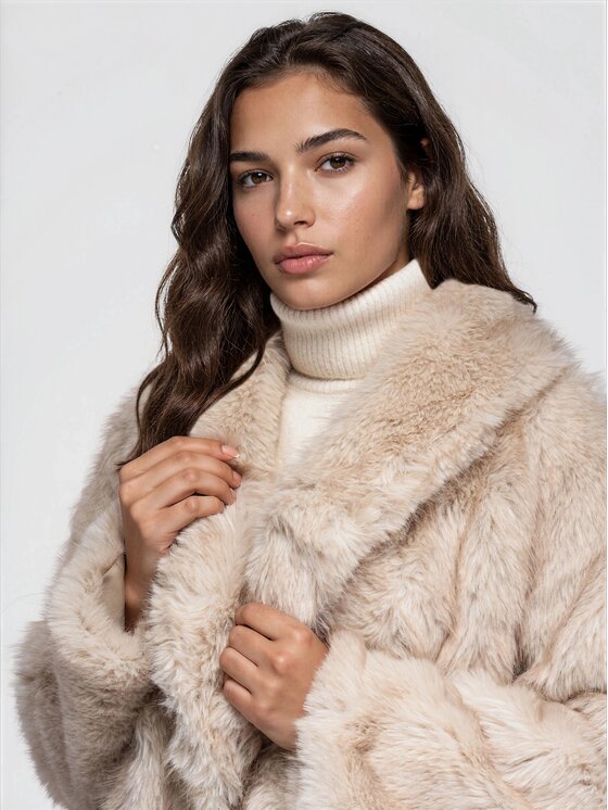 Ombre Ombre Kožešina OW-FR-E0010 Béžová Relaxed Fit