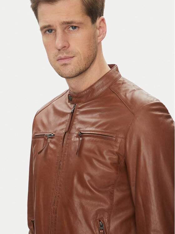 Serge Pariente Serge Pariente Lederjacke Tonic Braun Slim Fit