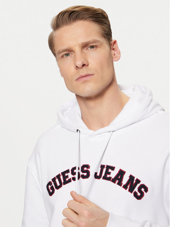 Guess Jeans Guess Jeans Mikina M5RQ44 KCPR1 Bílá Regular Fit