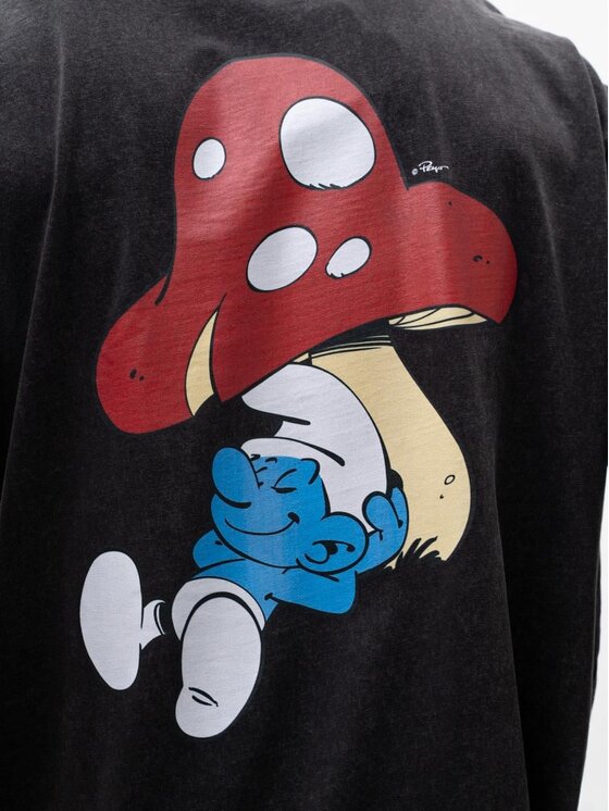 Smerfy Smerfy T-Shirt Luźna szeroka acid 117237 Czarny Oversize