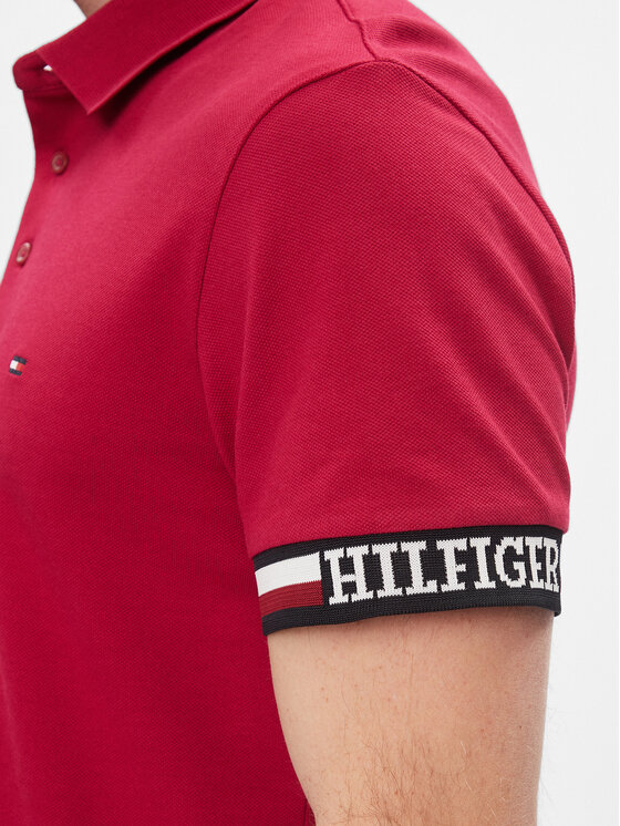 Tommy Hilfiger Tommy Hilfiger Polo Monotype Flag MW0MW33585 Czerwony Slim Fit