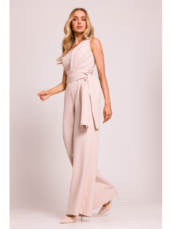 Made of Emotion Made of Emotion Jumpsuit M845 Beige Sexy Straight Fit