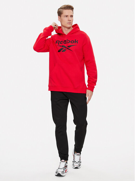 Reebok Reebok Majica dugih rukava Identity Fleece Stacked Logo Pullover Hoodie IM3281 Crvena
