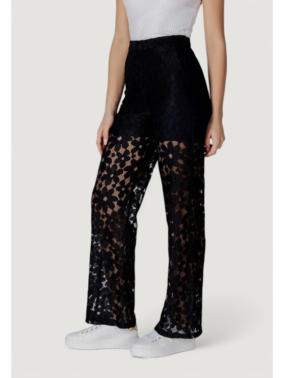 Desigual Desigual Spodnie palazzo PANT_LACELONG Czarny Long Fit