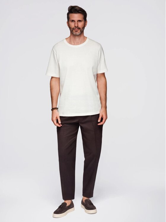 Ombre Ombre T-Shirt OM-TSCT-0197 Écru Regular Fit