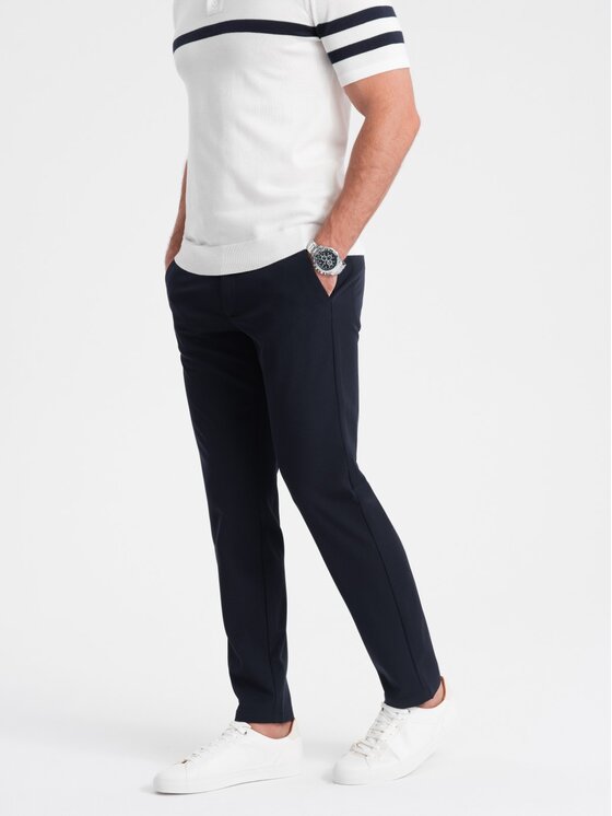 Ombre Ombre Chino kalhoty OM-PACP-0191 Tmavomodrá Regular Fit