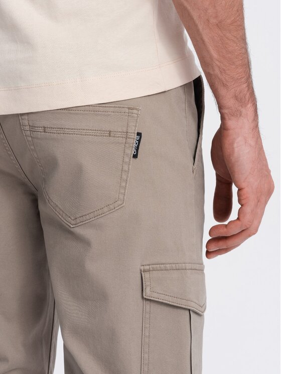 Ombre Ombre Joggers kalhoty OM-PAJO-0123 Béžová Regular Fit