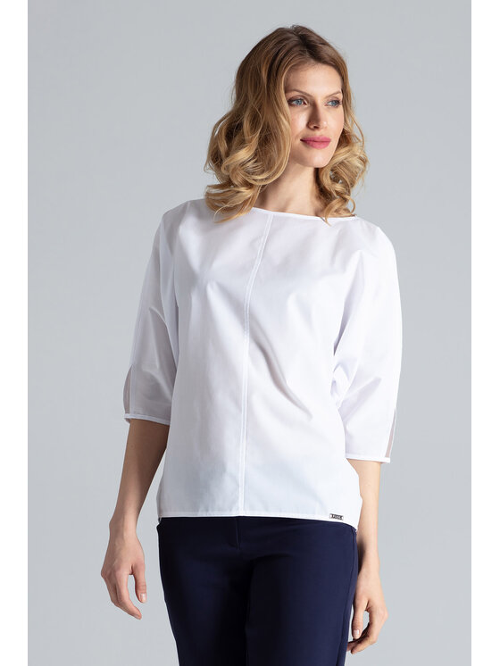 FIGL FIGL Bluzka M563 Biały Regular Fit