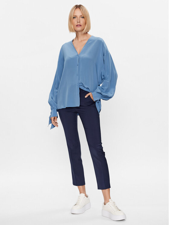 Weekend Max Mara Weekend Max Mara Pantaloni di tessuto Canon 2351361739 Blu scuro Regular Fit