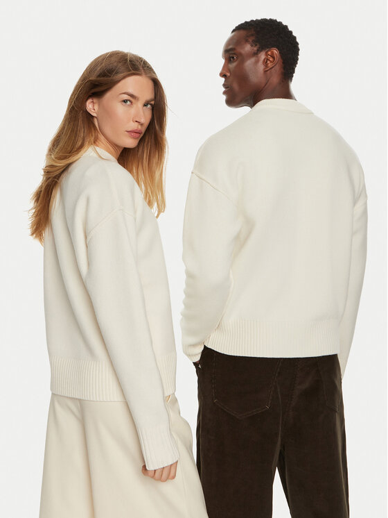 AMI Paris AMI Paris Sweter BFUKS006018 Écru Regular Fit