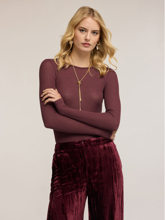 Motivi Motivi Bluzka G381W003433N029 Bordowy Regular Fit