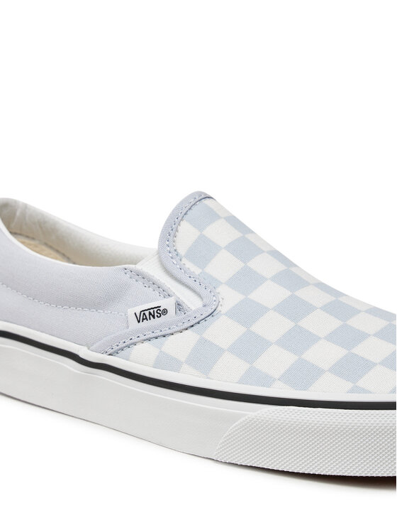 Baby blue checkered vans slip ons on sale